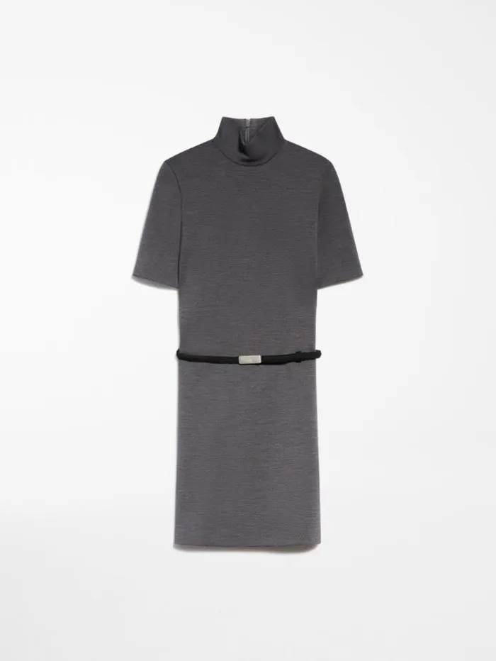 Woman Stretch Wool Jersey Dress Dark Grey Maxmara Dresses Woman Stretch Wool Jersey Dress Dark Grey Maxmara Dresses