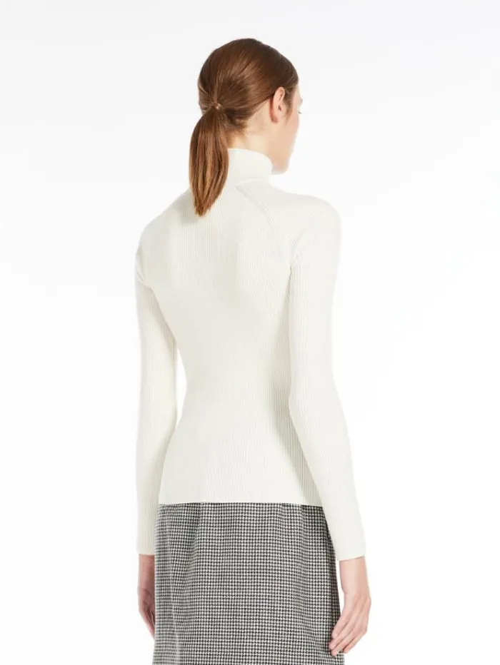 Woman Stretch Wool Turtleneck White Maxmara Knitwear And Sweatshirts Woman Stretch Wool Turtleneck White Maxmara Knitwear And Sweatshirts