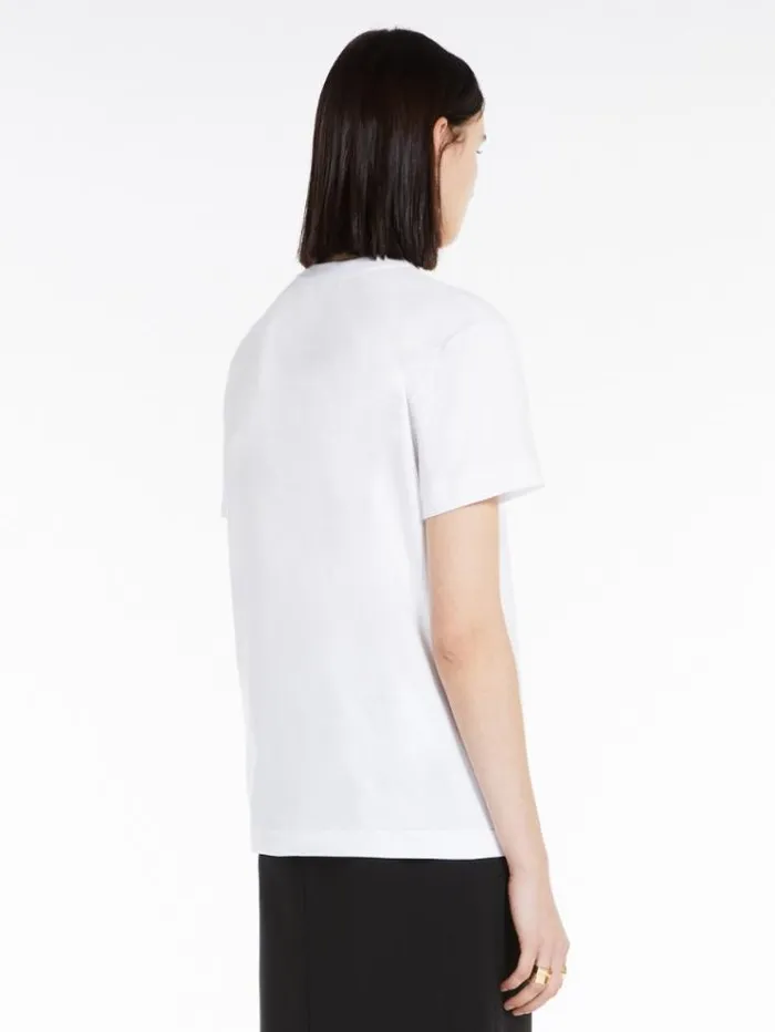 Woman Tshirt With Embroidery And Sequins Optical White Maxmara Tshirts Woman Tshirt With Embroidery And Sequins Optical White Maxmara Tshirts