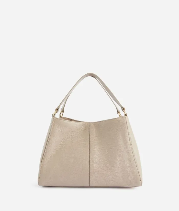 Woman Top Handle Bags Alviero Martini Universe Leather Bowler Bag With Crossbody Strap Light Taupe