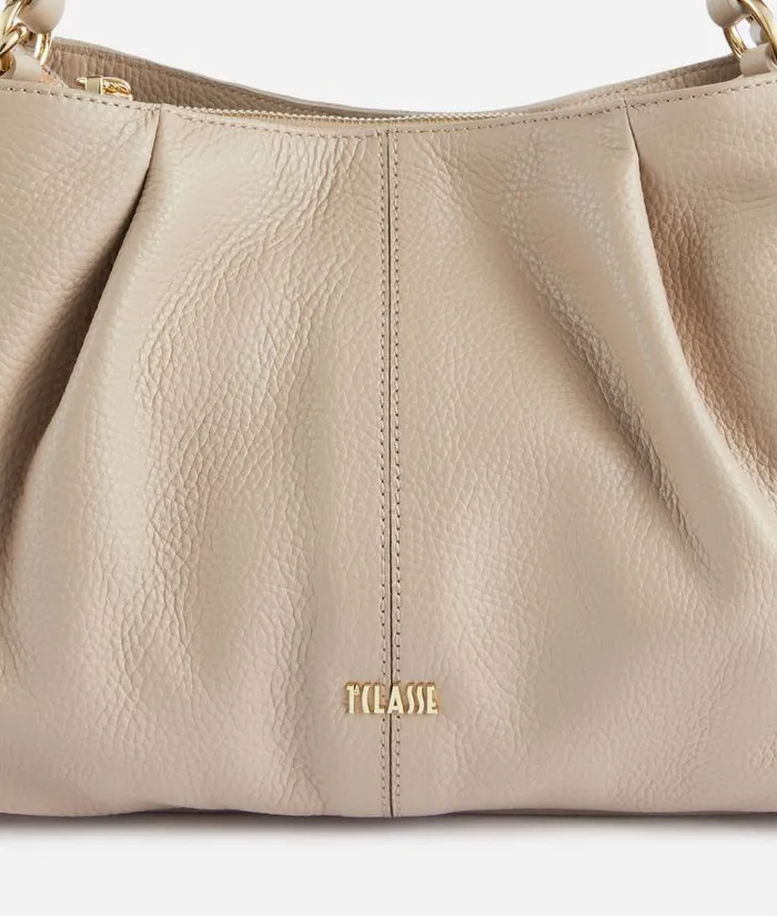 Woman Top Handle Bags Alviero Martini Universe Leather Bowler Bag With Crossbody Strap Light Taupe