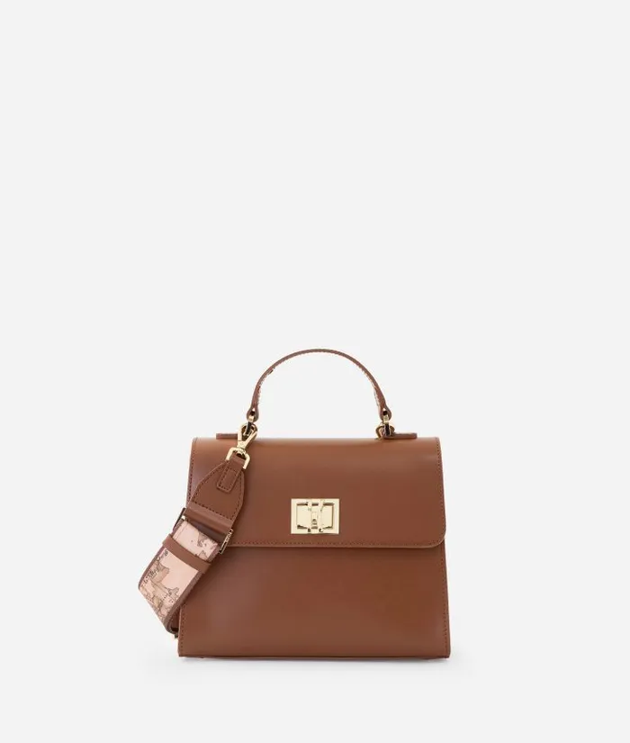 Woman Top Handle Bags Alviero Martini Winter Spirit Mini Smooth Leather Tote Bag With Crossbody Strap Chestnut