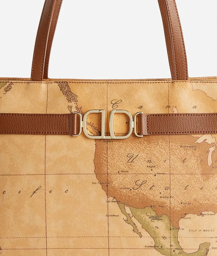 Woman Totes Alviero Martini 3d Geo Shopper Bag Chestnut