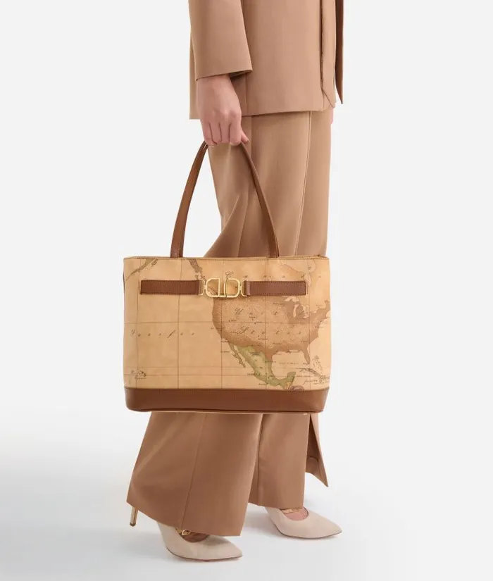 Woman Totes Alviero Martini 3d Geo Shopper Bag Chestnut