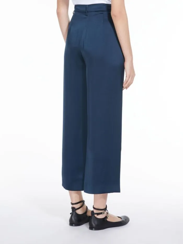 Woman Viscoseblend Satin Trousers Navy Maxmara Trousers Woman Viscoseblend Satin Trousers Navy Maxmara Trousers