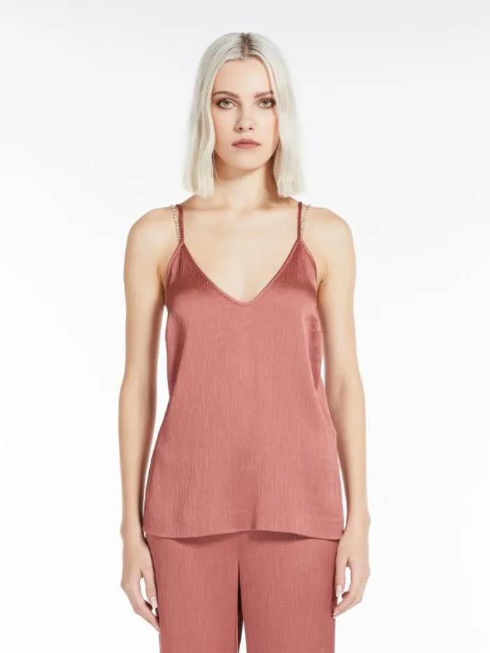 Woman Viscose Crepon Top Rust Maxmara Shirts And Tops