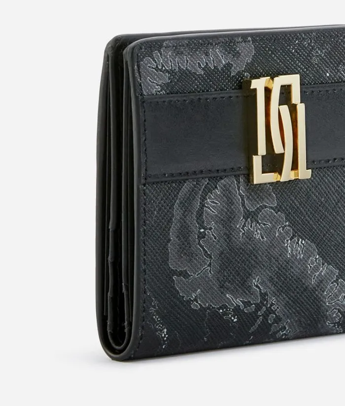 Woman Wallets Alviero Martini 1c Mirror Night Mini Bifold Wallet Black