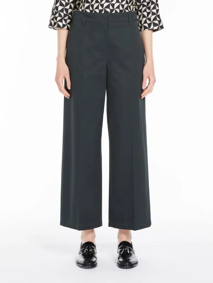 Woman Washed Gabardine Trousers Dark Green Maxmara Trousers