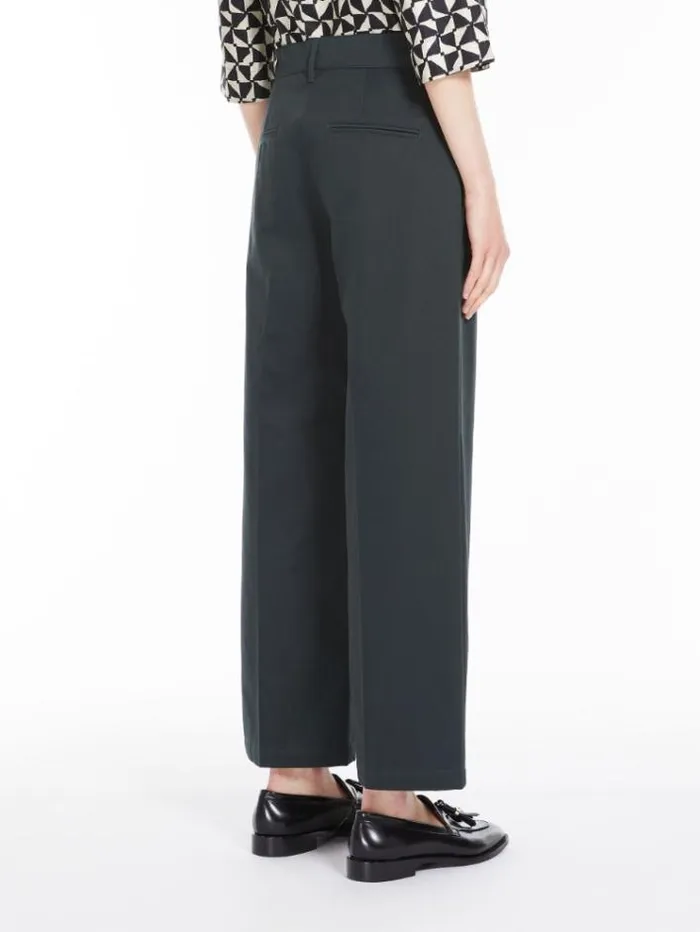 Woman Washed Gabardine Trousers Dark Green Maxmara Trousers Woman Washed Gabardine Trousers Dark Green Maxmara Trousers