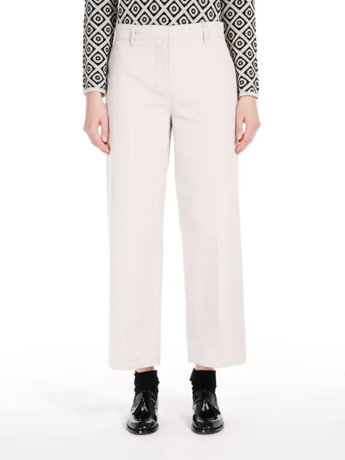 Woman Washed Gabardine Trousers Ecru Maxmara Trousers