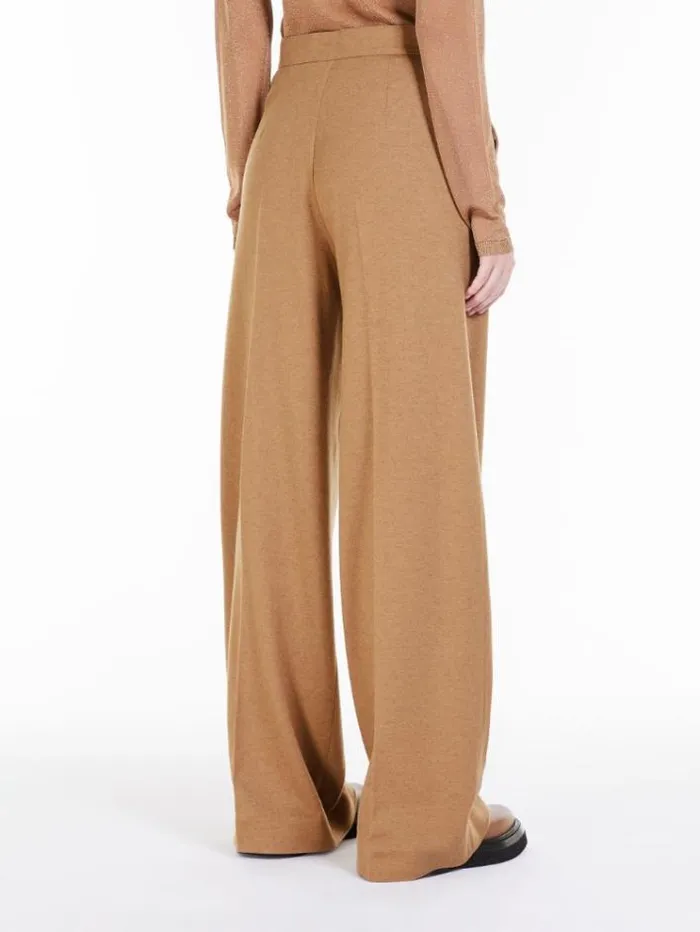 Woman Wide Camel Colour Jersey Trousers Camel Maxmara Suit Woman Wide Camel Colour Jersey Trousers Camel Maxmara Suit