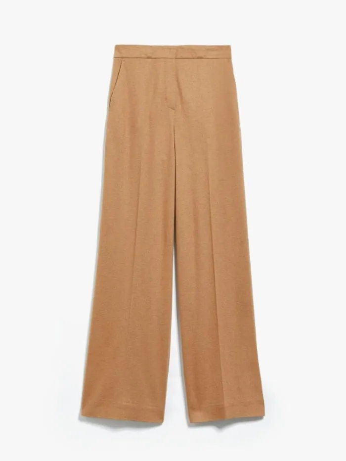 Woman Wide Camel Colour Jersey Trousers Camel Maxmara Suit Woman Wide Camel Colour Jersey Trousers Camel Maxmara Suit