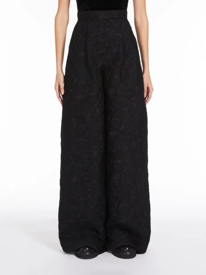 Woman Wide Jacquard Trousers Black Maxmara Trousers