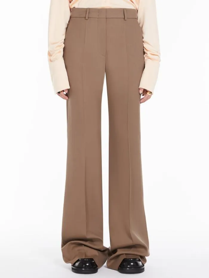 Woman Wideleg Trousers Beige Maxmara Trousers