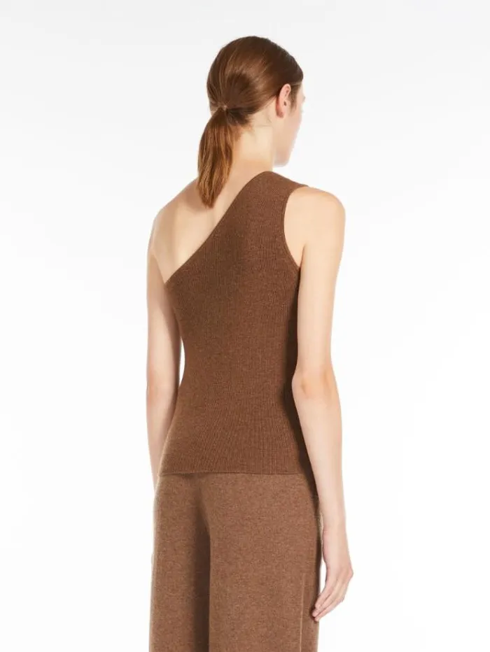 Woman Wool And Cashmere Oneshoulder Top Light Brown Maxmara Knitwear And Sweatshirts Woman Wool And Cashmere Oneshoulder Top Light Brown Maxmara Knitwear And Sweatshirts