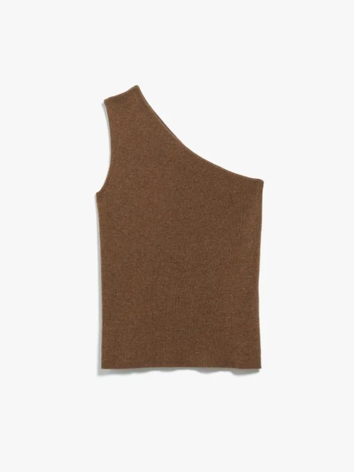 Woman Wool And Cashmere Oneshoulder Top Light Brown Maxmara Knitwear And Sweatshirts Woman Wool And Cashmere Oneshoulder Top Light Brown Maxmara Knitwear And Sweatshirts