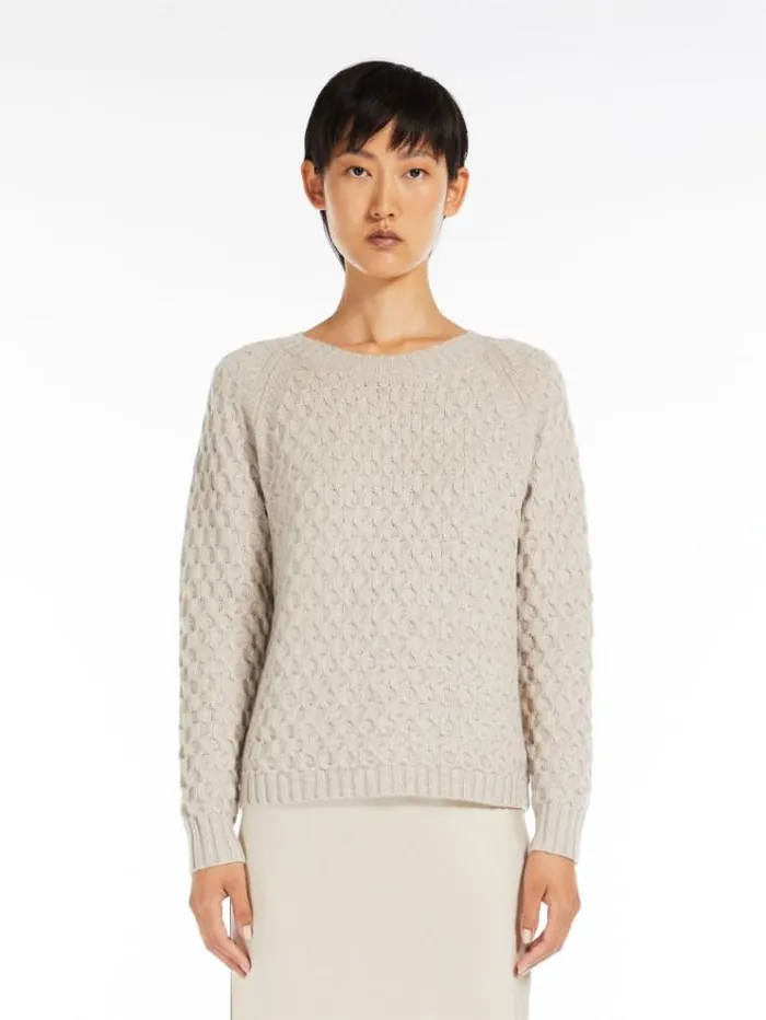 Woman Wool And Cashmere Yarn Sweater Beige Maxmara Knitwear And Sweatshirts
