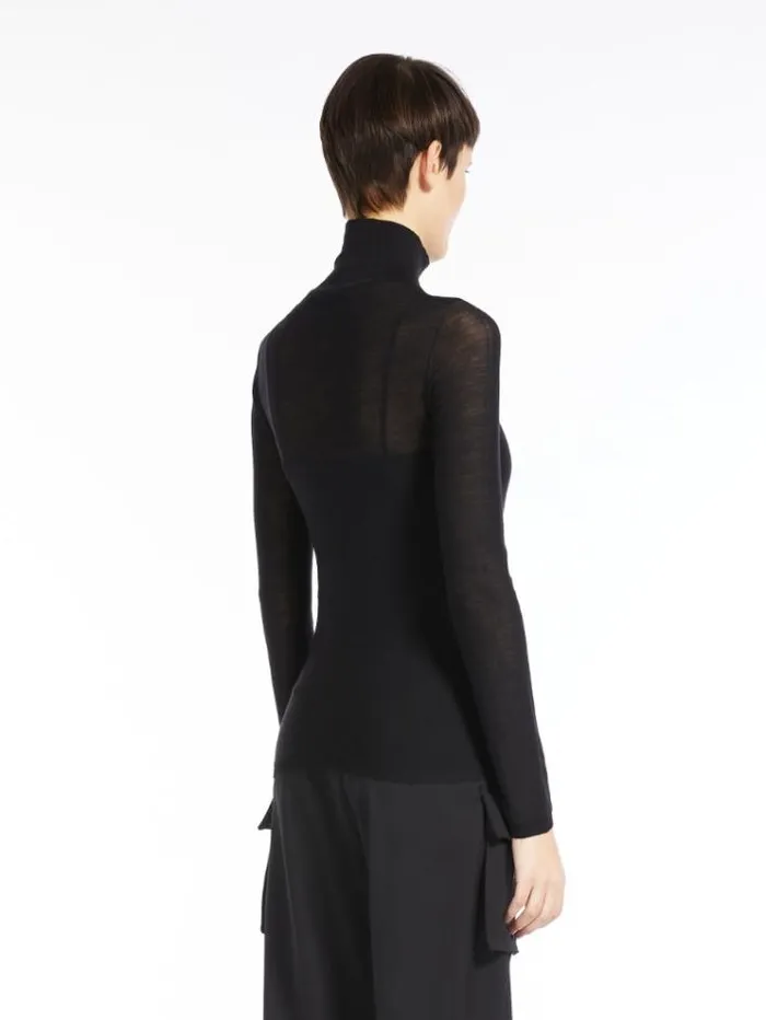 Woman Wool Gauze Turtleneck Black Maxmara Knitwear And Sweatshirts Woman Wool Gauze Turtleneck Black Maxmara Knitwear And Sweatshirts