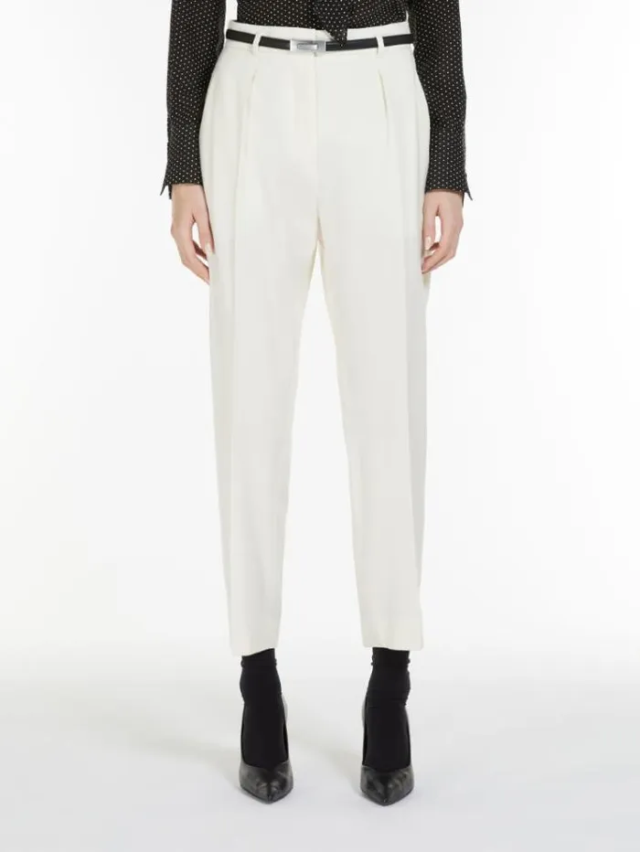 Woman Wool Twill Trousers Ivory Maxmara Trousers
