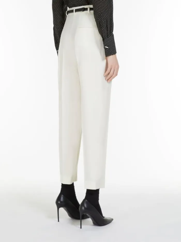 Woman Wool Twill Trousers Ivory Maxmara Trousers Woman Wool Twill Trousers Ivory Maxmara Trousers