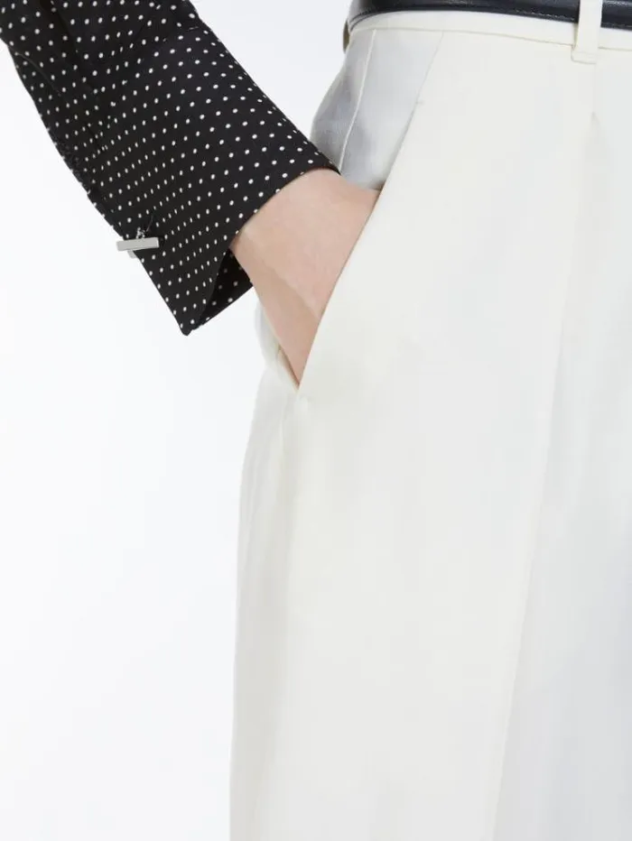 Woman Wool Twill Trousers Ivory Maxmara Trousers Woman Wool Twill Trousers Ivory Maxmara Trousers