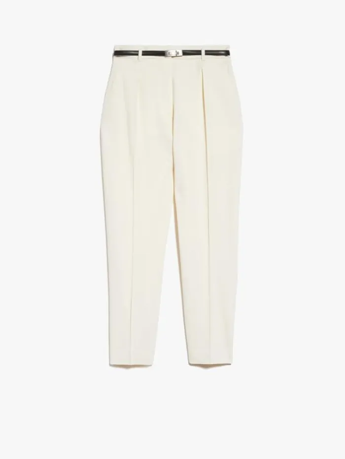 Woman Wool Twill Trousers Ivory Maxmara Trousers Woman Wool Twill Trousers Ivory Maxmara Trousers