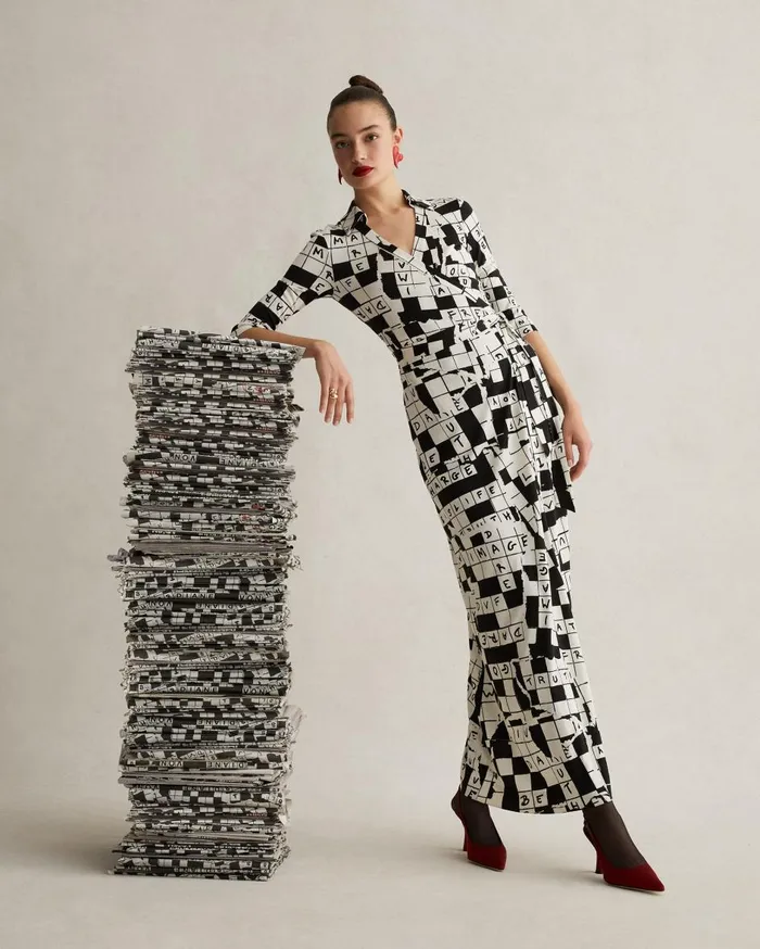 Women Abigail Silk Jersey Maxi Wrap Dress Dvf 50th Crossword Ivory DVF Dresses