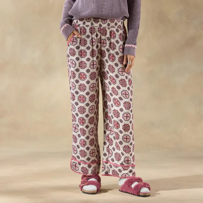 Women Abstract Gardens Pajama Bottoms Vanilla Sundance Catalog Sleep and Lounge