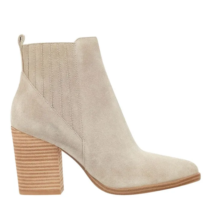 Women Alva Pointy Toe Bootie Light Natural Suede Marc Fisher Casual Boots