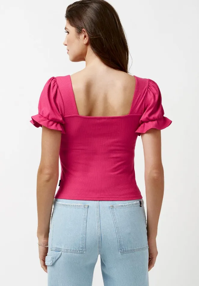 Women Amari Flutter Sleeve White Top White Buffalo David Bitton Tops and Tees