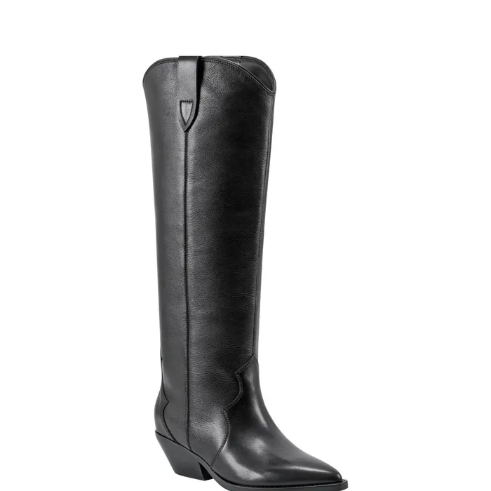 Women Ander Western Boot Black Leather Marc Fisher Casual Boots