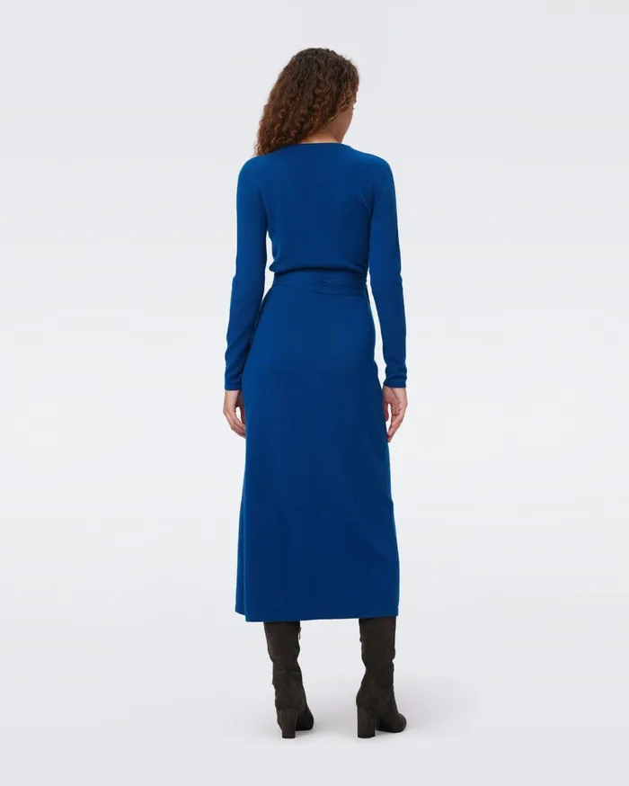 Women Astrid WoolCashmere Wrap Dress Dark Ocean DVF Dresses