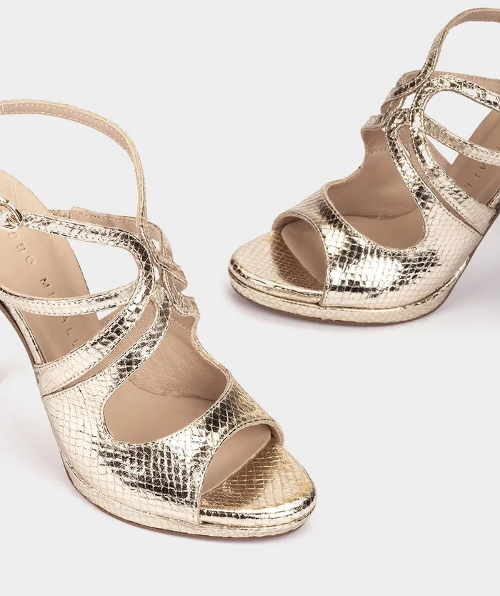 Women Atrani Metallic 8211 Heeled Sandals Pedro Miralles