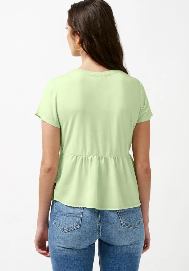 Women Austen Mixed Media Purple Peplum Top Pastel Lilac Buffalo David Bitton Tops and Tees