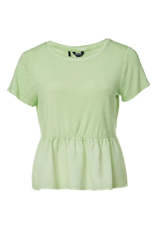 Women Austen Mixed Media Purple Peplum Top Pastel Lilac Buffalo David Bitton Tops and Tees