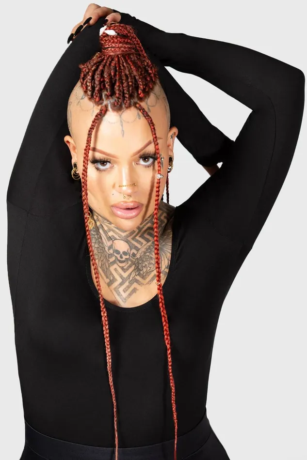 Women Basics Killstar Flexi Demon Long Sleeve Leotard