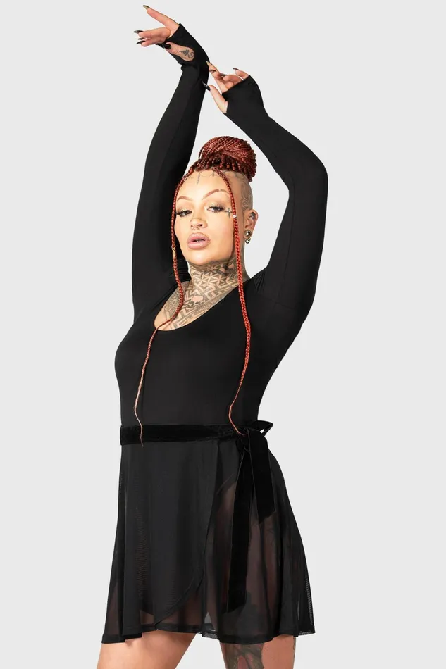 Women Basics Killstar Flexi Demon Long Sleeve Leotard