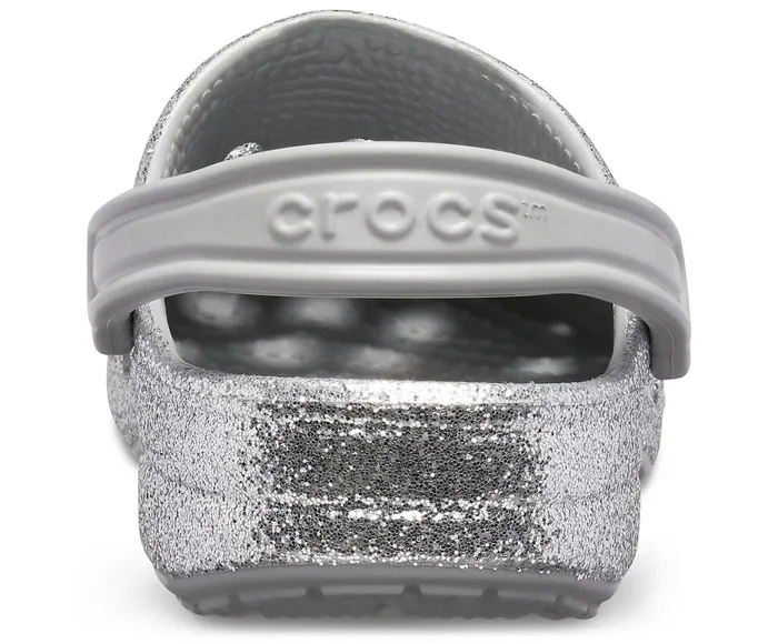Women Baya Glitter Clog Silver Crocs Clogs