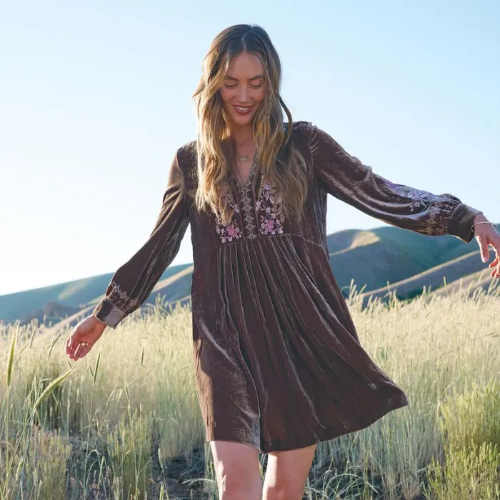 Women Bianca Velvet Dress Petite Mink Sundance Catalog Dresses and Jumpsuits