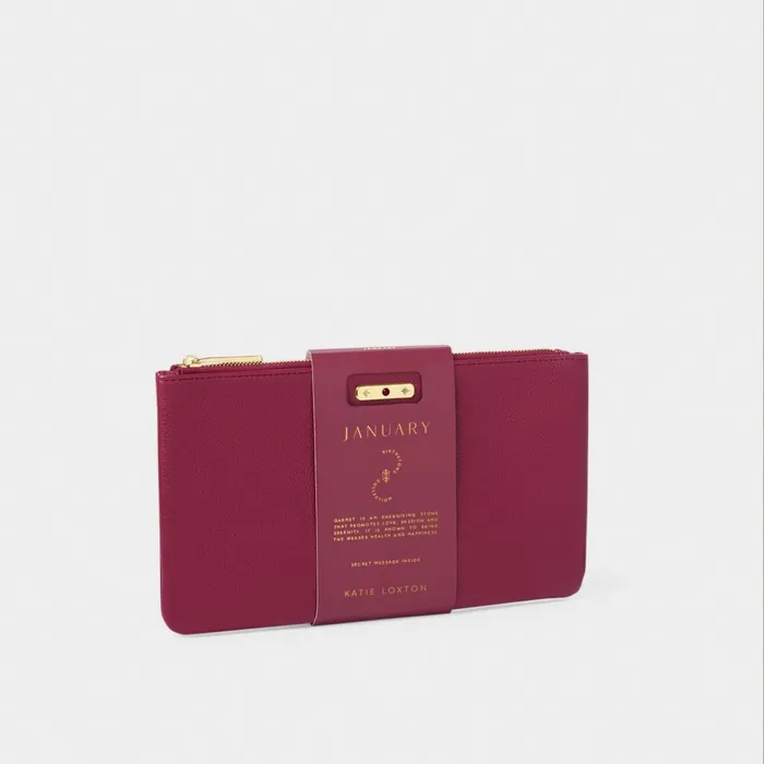 Women Birthstone Collection Katie Loxton January Birthstone Pouch In Deep Red