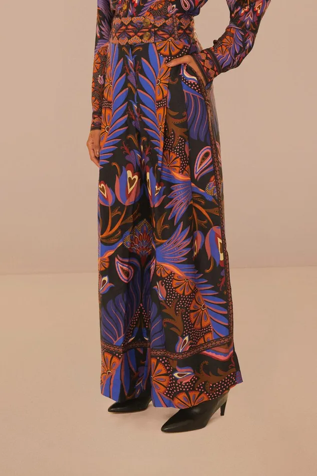 Women Black Heart Forest LENZING ECOVERO Viscose Wide Pants Heart Forest Black FARM Rio Pants