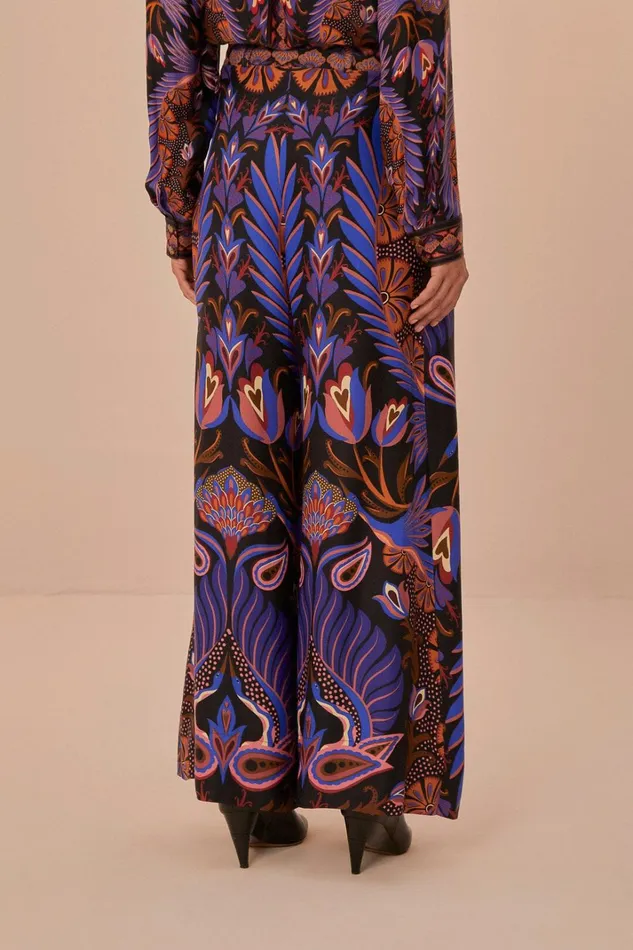Women Black Heart Forest LENZING ECOVERO Viscose Wide Pants Heart Forest Black FARM Rio Pants