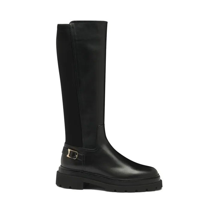 Women Black Leather Boot Santoni Boots and Ankle Boots