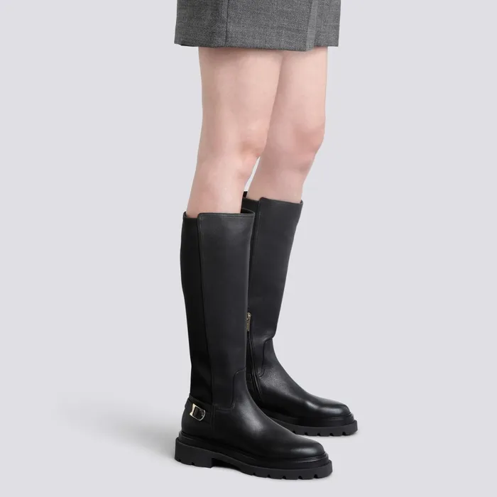 Women Black Leather Boot Santoni Boots and Ankle Boots
