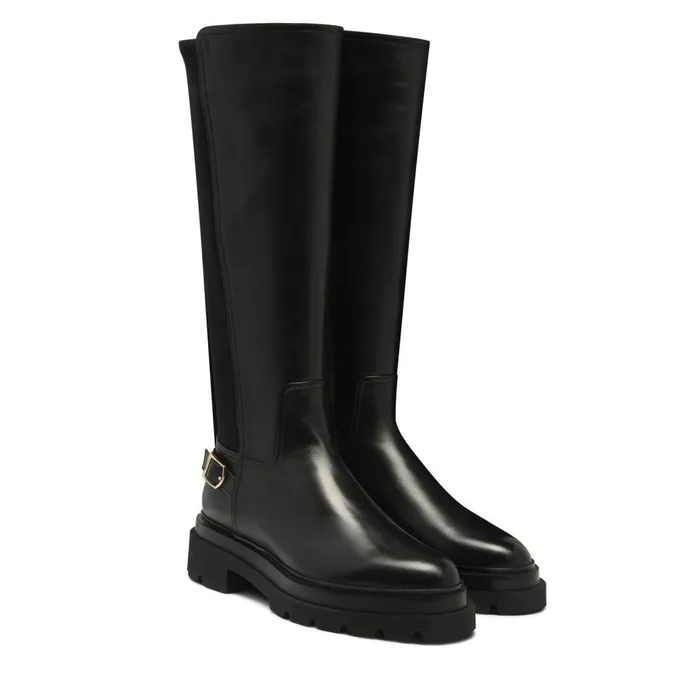 Women Black Leather Boot Santoni Boots and Ankle Boots