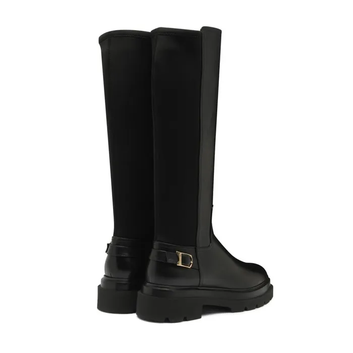 Women Black Leather Boot Santoni Boots and Ankle Boots