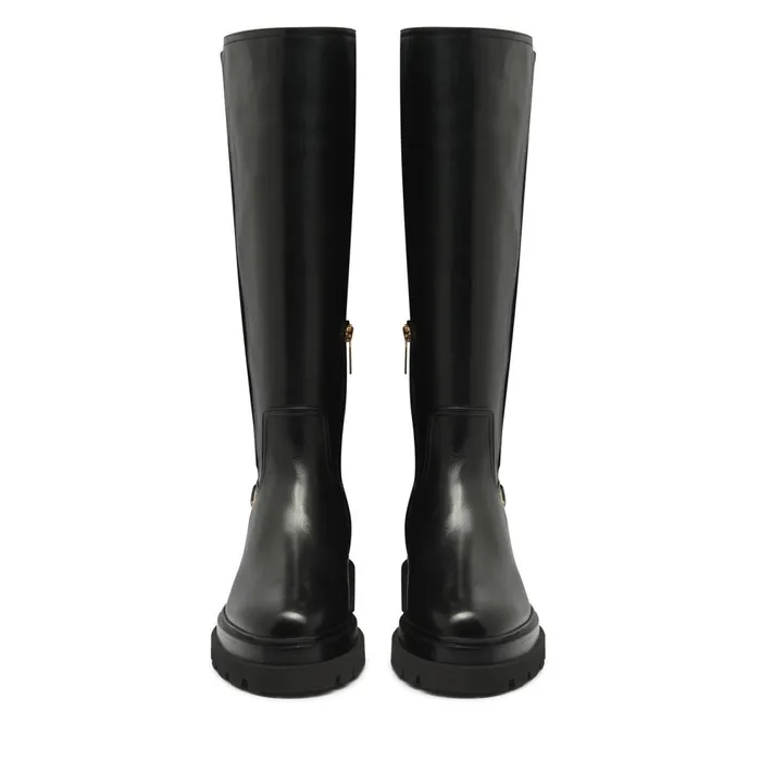 Women Black Leather Boot Santoni Boots and Ankle Boots