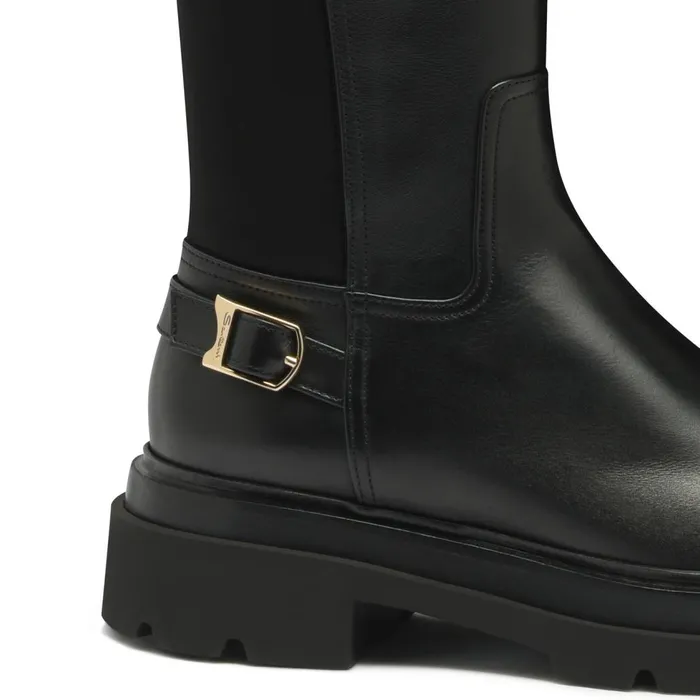 Women Black Leather Boot Santoni Boots and Ankle Boots