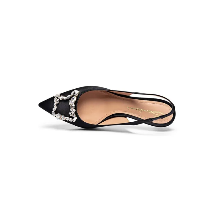 Women Black Satin MidHeel Sibille Pump Santoni Pumps and Heels