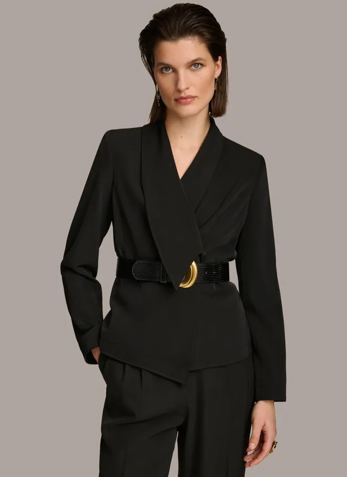 Women Blazers Donna Karan BELTED BLAZER Black
